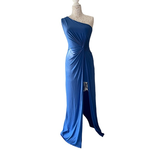 Soprano‎ one shoulder ruched high split twist front body con dress Sz. M